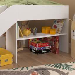 Tobo - Single - Kids Mid Sleeper Bed - Slide - White and Oak - Wood - 3ft - Happy Beds - thumbnail 6