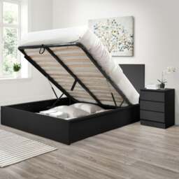 Oslo - 3 Drawer Bedside Table - Black - Wooden - Happy Beds - thumbnail 2