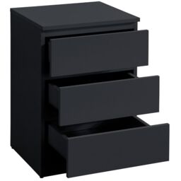 Oslo - 3 Drawer Bedside Table - Black - Wooden - Happy Beds - thumbnail 4