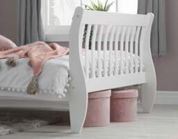 Belford - Double - Sleigh Bed - White - Wood - 4ft6 - Happy Beds - thumbnail 5