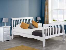 Belford - Double - Sleigh Bed - White - Wood - 4ft6 - Happy Beds - thumbnail 7