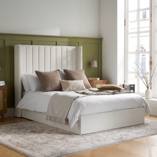 Maisey - Double - Ottoman Storage Bed - Cream - Linen Fabric - 4ft6 - image 1