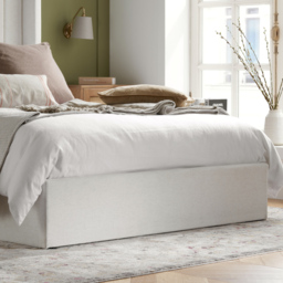 Maisey - Double - Ottoman Storage Bed - Cream - Linen Fabric - 4ft6 - thumbnail 8