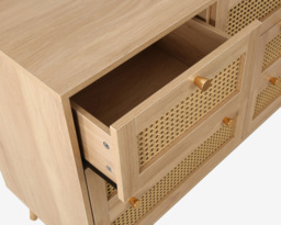 Croxley - 7 Drawer Chest of Drawers - Oak - Rattan - Wooden - Happy Beds - thumbnail 6