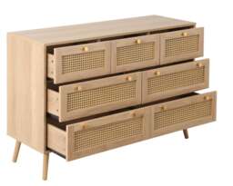 Croxley - 7 Drawer Chest of Drawers - Oak - Rattan - Wooden - Happy Beds - thumbnail 5