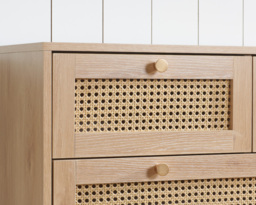 Croxley - 7 Drawer Chest of Drawers - Oak - Rattan - Wooden - Happy Beds - thumbnail 2