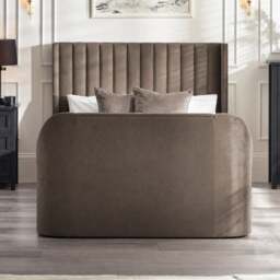 Clara – Double – Side-Lift Ottoman TV Bed – Deep Mocha Grey – Velvet – 4ft6 - Happy Beds - thumbnail 2