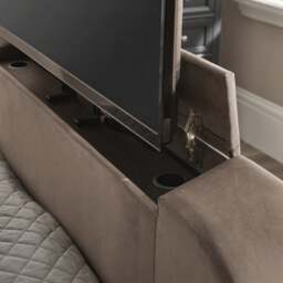 Clara – Double – Side-Lift Ottoman TV Bed – Deep Mocha Grey – Velvet – 4ft6 - Happy Beds - thumbnail 7