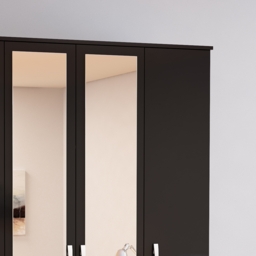 Lynx - 4 Door Combination Wardrobe With Mirror - Black - Wooden/Mirror - Happy Beds - thumbnail 4