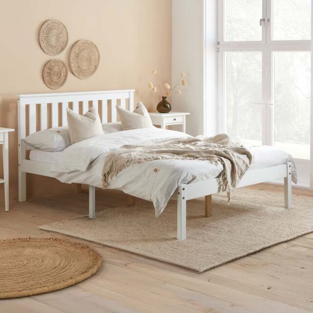 Denver - Double -White - Wood - 4ft6 - Happy Beds - image 1