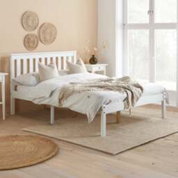 Denver - Double -White - Wood - 4ft6 - Happy Beds - thumbnail 1