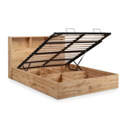 Bali – King Size– Bookcase Ottoman Storage Bed – Light Oak – Wooden – 5ft - Happy Beds - thumbnail 7