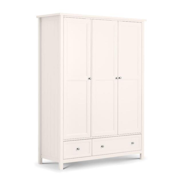 Maine - 3 Door Combination Wardrobe - Surf White - Wooden - Happy Beds - image 1