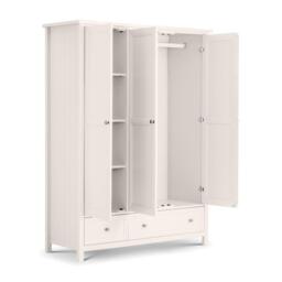 Maine - 3 Door Combination Wardrobe - Surf White - Wooden - Happy Beds - thumbnail 2