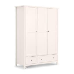 Maine - 3 Door Combination Wardrobe - Surf White - Wooden - Happy Beds - thumbnail 1