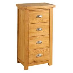 Woburn - 4 Drawer Narrow Chest - Oak - Wooden - Happy Beds - thumbnail 7