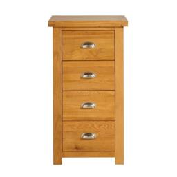 Woburn - 4 Drawer Narrow Chest - Oak - Wooden - Happy Beds - thumbnail 8