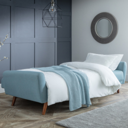 Monza - Fabric 3 Seater Sofa Bed - Blue - Linen - Happy Beds - thumbnail 4