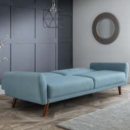 Monza - Fabric 3 Seater Sofa Bed - Blue - Linen - Happy Beds - thumbnail 2