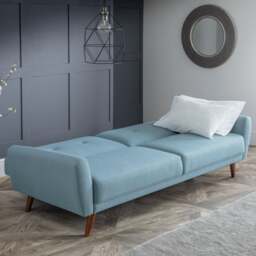 Monza - Fabric 3 Seater Sofa Bed - Blue - Linen - Happy Beds - thumbnail 3