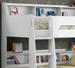 Orion - Single - Kids Bunk Bed - Storage - White - Wood - 3ft - Happy Beds - thumbnail 5