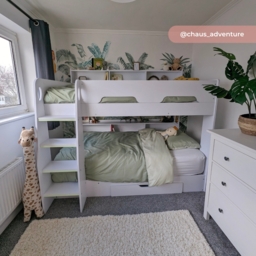 Orion - Single - Kids Bunk Bed - Storage - White - Wood - 3ft - Happy Beds - thumbnail 2