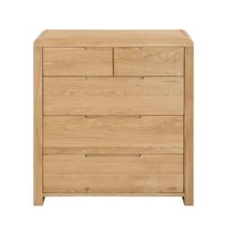 Curve - 3+2 Drawer Chest - Oak - Wooden - Happy Beds - thumbnail 5
