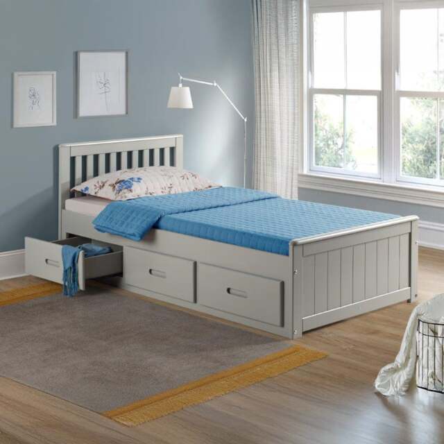 Mission - Single - Storage Bed - Grey - Wood - 3ft - Happy Beds