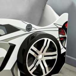 Storm - Single - Racer Design Car Kids Bed - White/Grey - Wooden - 3ft - thumbnail 5