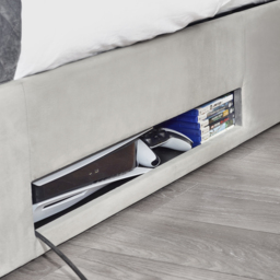 Clara – King Size – Side-Lift Ottoman TV Bed – Light Grey – Velvet – 5ft - Happy Beds - thumbnail 8