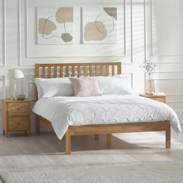 Coxmoor - Double – Low Foot-End Bed - Oak - Wood – 4ft6 – Happy Beds - image 1