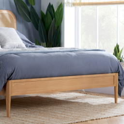 Elina – Double – Low Foot-End Rattan Bed - Oak – Wooden – 4ft6 - Happy Beds - thumbnail 5