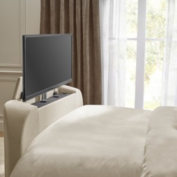 Hermione - King Size - Ottoman Storage TV Bed - Natural - Fabric - 5ft - thumbnail 8