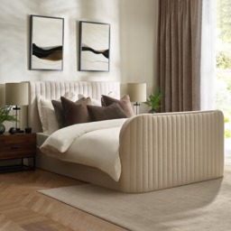 Hermione - King Size - Ottoman Storage TV Bed - Natural - Fabric - 5ft - thumbnail 4
