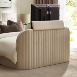 Hermione - King Size - Ottoman Storage TV Bed - Natural - Fabric - 5ft - thumbnail 7