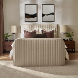Hermione - King Size - Ottoman Storage TV Bed - Natural - Fabric - 5ft - thumbnail 5