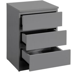 Oslo - 3 Drawer Bedside Table - Grey - Wooden - Happy Beds - thumbnail 4