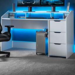 Gravity - Storage Gaming Desk - White - Wooden - Happy Beds - thumbnail 2