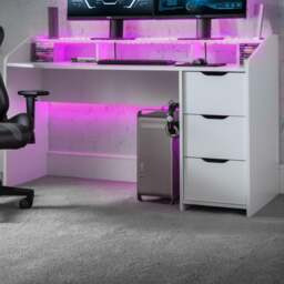 Gravity - Storage Gaming Desk - White - Wooden - Happy Beds - thumbnail 4