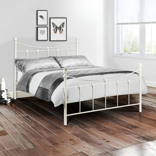 Rebecca - King Size - Metal Bed - White - Metal - 5ft - Happy Beds - image 1