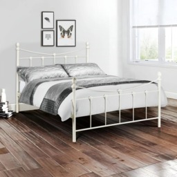 Rebecca - King Size - Metal Bed - White - Metal - 5ft - Happy Beds