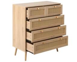 Croxley - 5 Drawer Chest of Drawers - Oak - Rattan - Wooden - Happy Beds - thumbnail 6