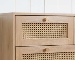 Croxley - 5 Drawer Chest of Drawers - Oak - Rattan - Wooden - Happy Beds - thumbnail 2