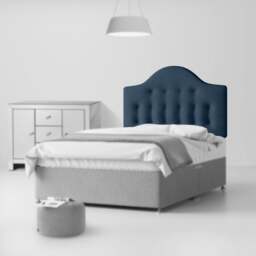 Victor - Small Double - Buttoned Headboard - Dark Blue - Fabric - 4ft - Happy Beds - thumbnail 2