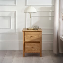 Coxmoor – 2-Drawer Bedside Table – Oak – Wooden - Happy Beds - thumbnail 1