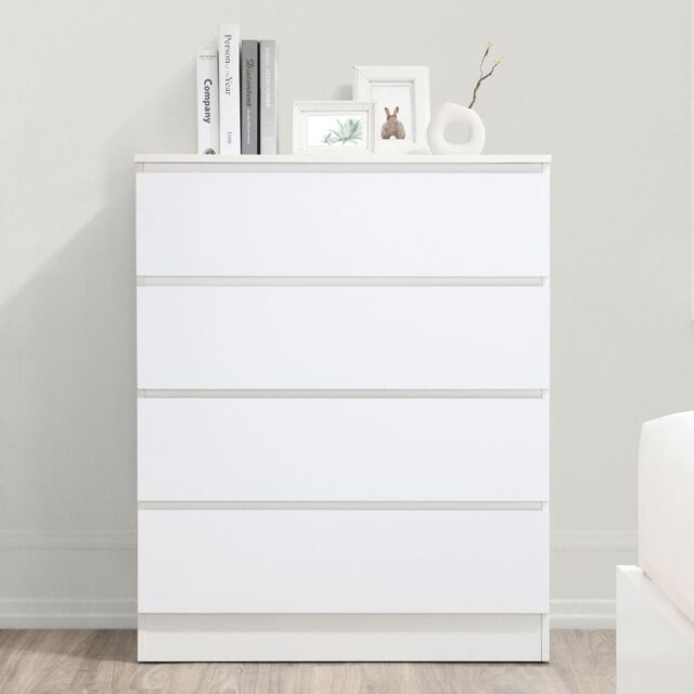 Oslo - 4 Drawer Chest of Drawers - White - Wooden - Happy Beds - image 1