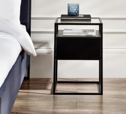 Universal - 1 Drawer Bedside Table - Black - Wooden/Metal - thumbnail 2