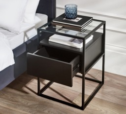 Universal - 1 Drawer Bedside Table - Black - Wooden/Metal - thumbnail 4