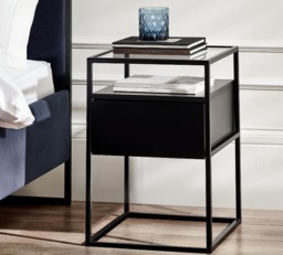 Universal - 1 Drawer Bedside Table - Black - Wooden/Metal - thumbnail 3