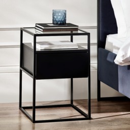 Universal - 1 Drawer Bedside Table - Black - Wooden/Metal